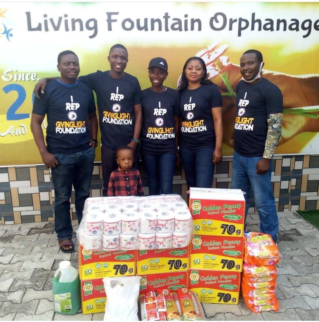 GLF team donating supplies to Living Fountain Orphanage